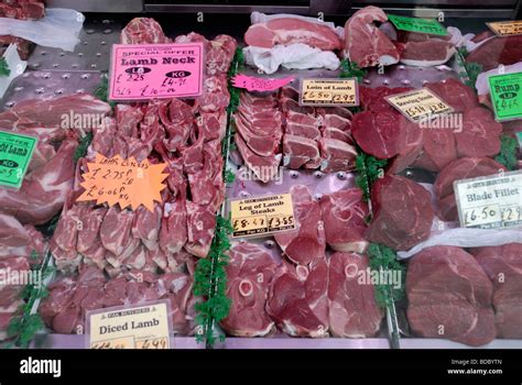 Red meat on display in a UK butcher's shop window Stock Photo - Alamy