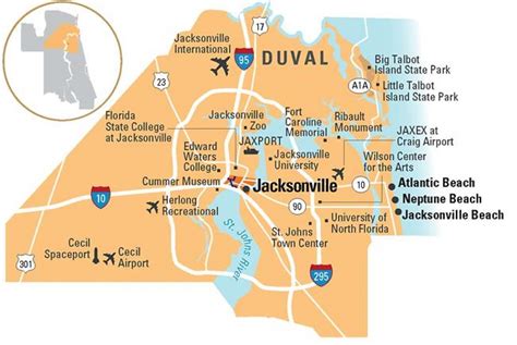 Jacksonville county map - Jacksonville Florida county map (Florida - USA)