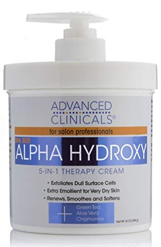 Advanced Clinicals Alpha Hydroxy Acid Cream for face and body. 16oz anti-aging cream with Alpha ...