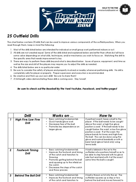 Outfield Drills | PDF | Baseball Field | Sports