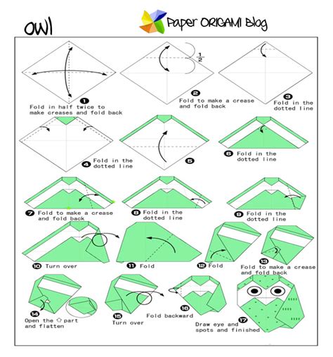 Owl Origami Folding Diagram | Origami Photos