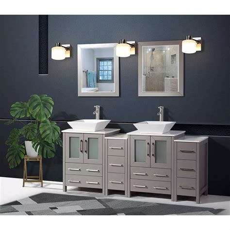 Vanity Art Ravenna 72 inch Bathroom Vanity in Grey with Double Basin ...