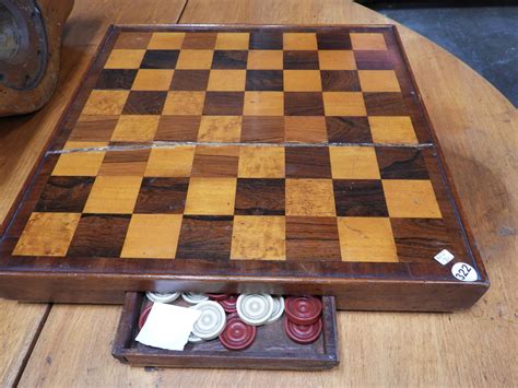 Murrays Auctioneers - Lot 322: 19th century inlaid checkers game board.