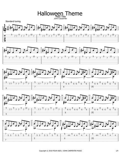 Halloween Theme (arr. Philip Jackson) Sheet Music | John Carpenter | Guitar Tab