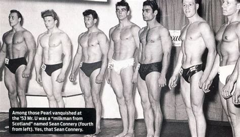 Sean Connery bodybuilding in 1953 at the Mr. Universe competition ...