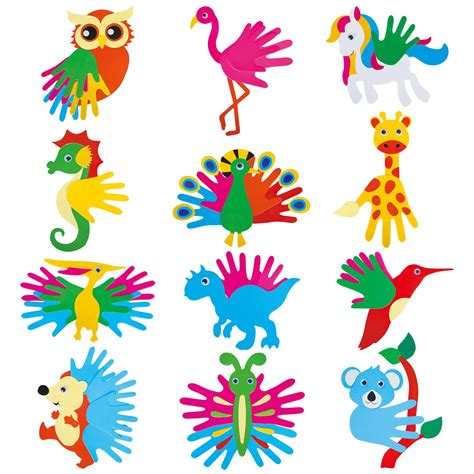 Buy LETRAN 12 Pack Handprint Craft kit for Kids Make You Own Animal ...