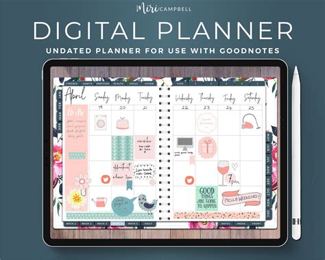 IPad Planner Undated Digital Planner Digital Trackers | Etsy