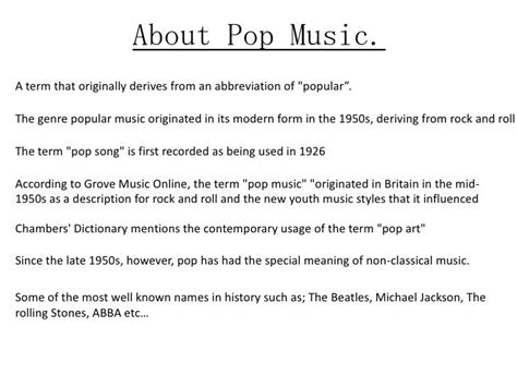 The history of pop music