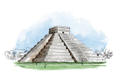 Chichen Itza Sketch at PaintingValley.com | Explore collection of ...