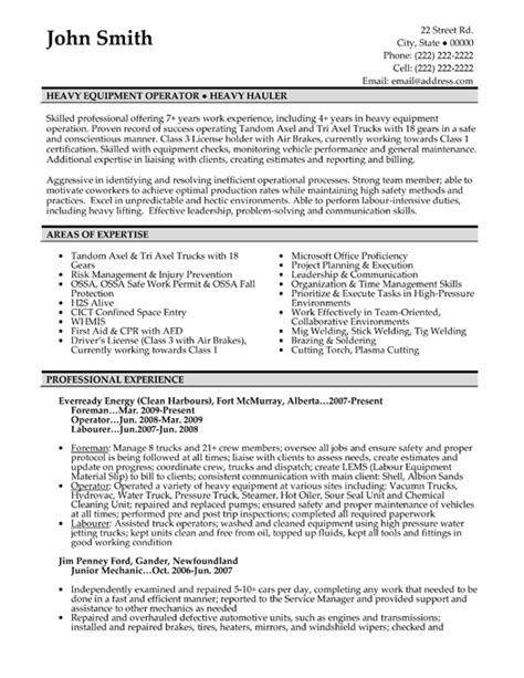 Heavy Equipment Operator Resume Sample & Template