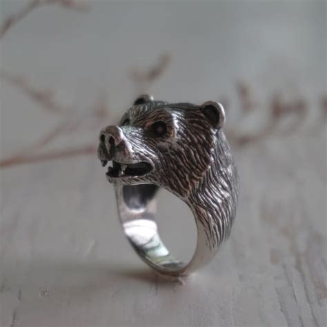 Bear ring for men made of sterling silver 925 animal | Etsy