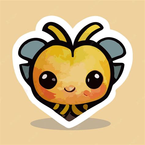 Premium Vector | Kawaii chibi cute sticker heart bee magical discord twitch icon emote