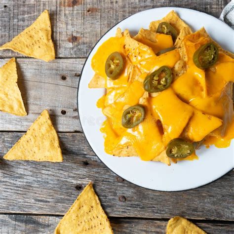 Mexican Nachos with Real Cheese and Jalapenos Pepper Stock Photo ...