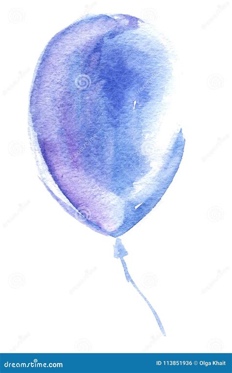 Blue Hand Drawn Balloon. Light Watercolor Sketch. Stock Illustration ...