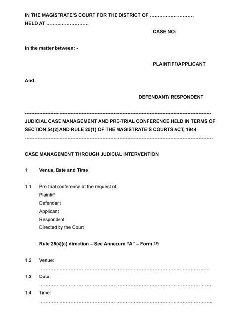 PRE Trial Minutes - CVL - IN THE MAGISTRATE’S COURT FOR THE DISTRICT OF ...