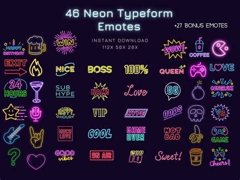 46 Neon Twitch Emotes Instant PNG Downloads Value Pack - Etsy