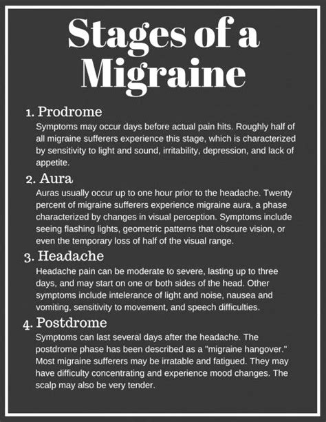 There are four phases of a migraine: prodrome, aura, headache, and ...