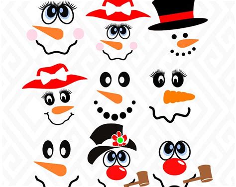 Snowman and Snow Woman Faces svg / dxf / eps / png files. | Etsy | Snowman faces, Snowman svg ...