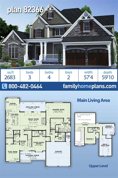 Plan 82366 | Two Story Traditional House Plan has 2683 Sq Ft, 3 ...