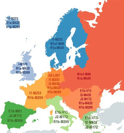 European distribution of Y haplogroups. Population is classified into... | Download Scientific ...