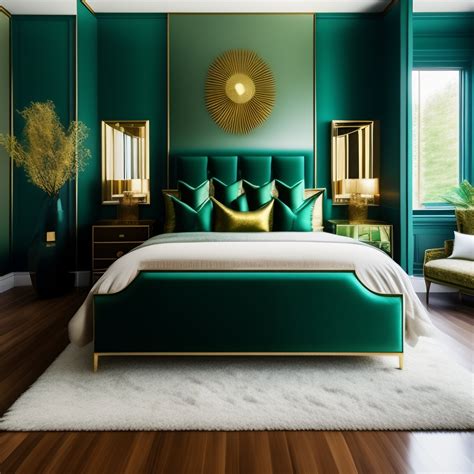 Lexica - Sea green and golden bedroom design