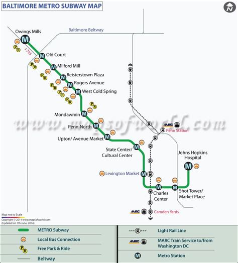 Baltimore Metro Subway Map - Tourist Map Of English