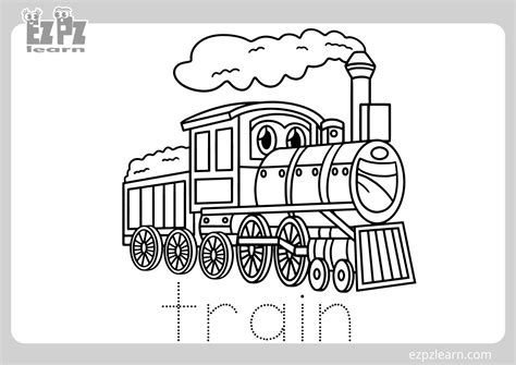 Train Coloring Page for Kids Free PDF Download - Ezpzlearn.com