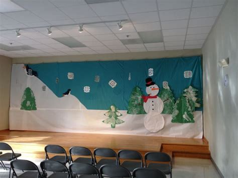 Back drop for holiday shows at school. Winter wonderland! | Winter wonderland decorations ...