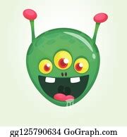 830 Royalty Free Green Alien Head Cartoon Icon Vector Illustration Clip Art - GoGraph