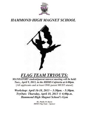 Fillable Online HAMMOND HIGH MAGNET SCHOOL FLAG TEAM TRYOUTS Fax Email ...