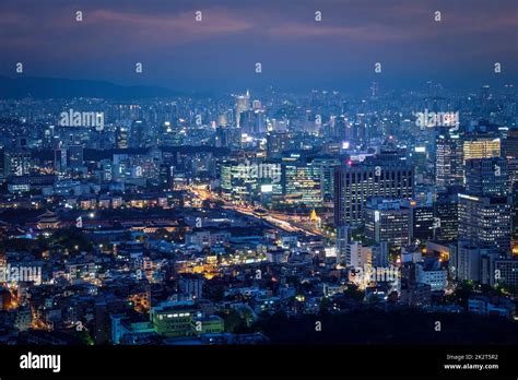 Seoul skyline in the night, South Korea Stock Photo - Alamy