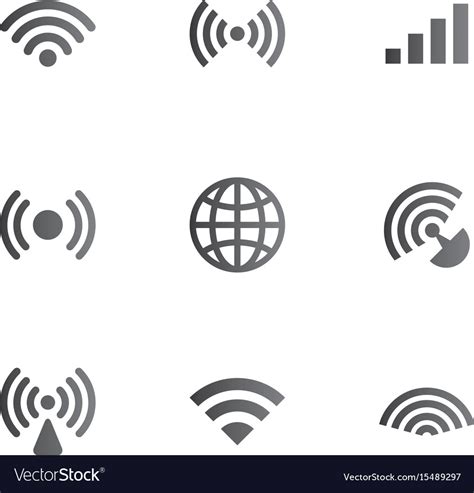 Wireless network symbol object set Royalty Free Vector Image