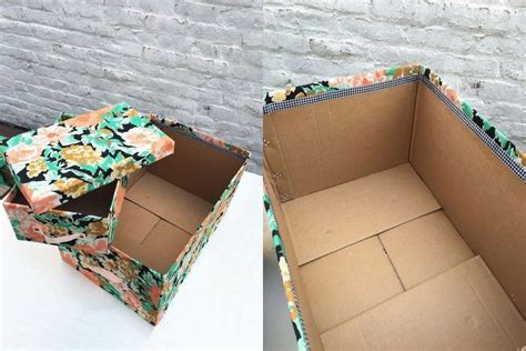 Turn Cardboard Boxes into Pretty Storage Bins | Cardboard storage, Diy ...