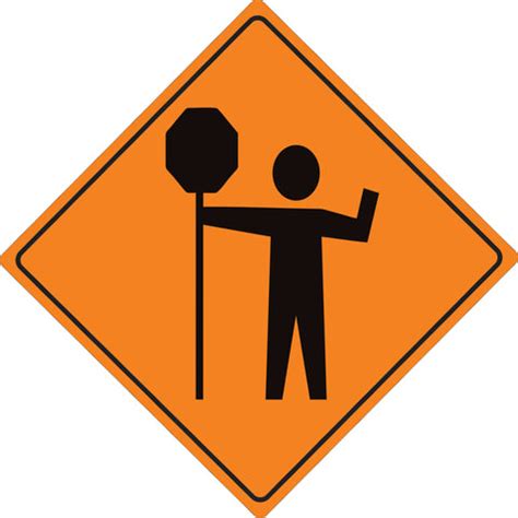 Worker Holding Stop Sign on Orange – The CondoSigns Store