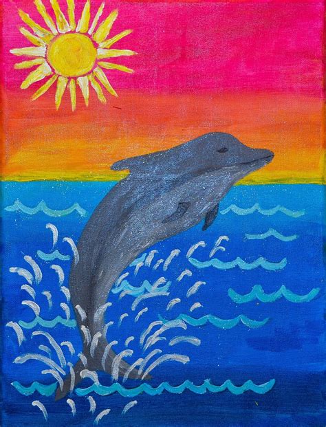 JUMPING DOLPHIN PAINT KIT | Host Your Own Sip and Paint Paint Party - Art Fun Studio