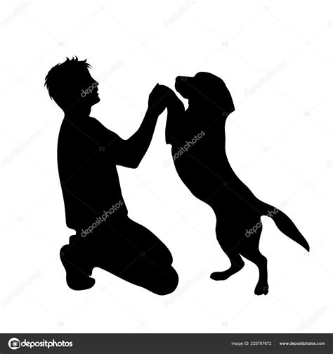 Vector Silhouette Man Dog White Background — Stock Vector © MAJIVECKA ...