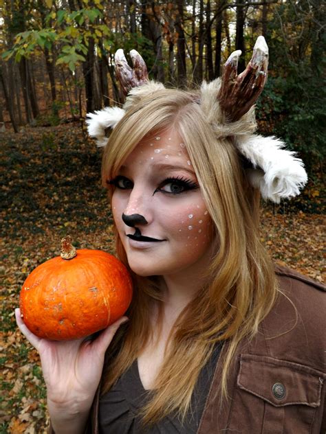 Fawn faun Makeup for Halloween! Foil/paper mache horns, and fur ears ...