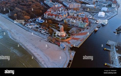 Harbour and lighthouse in Kolobrzeg Stock Photo - Alamy