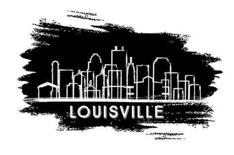 Louisville Kentucky USA City Skyline Silhouette. Hand Drawn Sketch ...