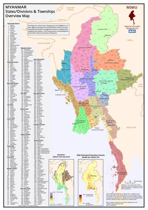 Myanmar: States/Divisions & Townships Overview Map - Myanmar | ReliefWeb