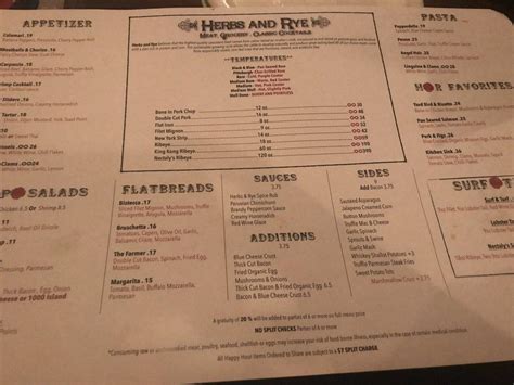 Menu at Herbs and Rye pub & bar, Las Vegas