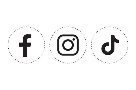 three different types of social icons in black and white, one with the ...