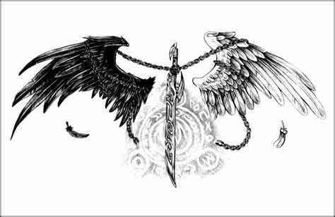 Angel and Demon Wing Tattoos Dn4ph Awesome Demon Angel Wings Tattoo Black White Angel Wings ...