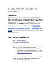 Keyconceptandresources.docx - Study Guide Exogenic Process Overview ...