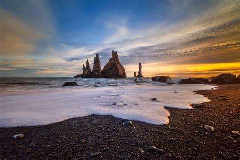 Reynisfjara is the most famous black sand beach in Iceland