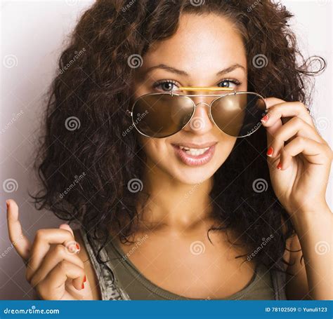 Portrait of Happy Funny Teenage Girl with Sunglasses Isolated Stock Image - Image of beauty ...