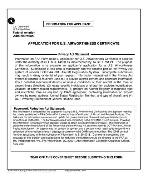 FAA Form 8130-6 - Fill Out, Sign Online and Download Fillable PDF | Templateroller