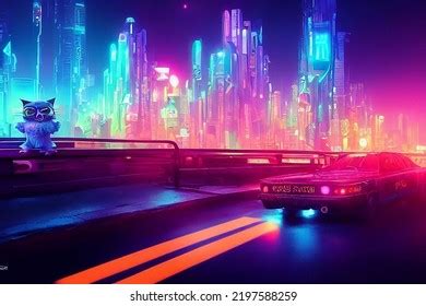 Night City Neon Lights Art Illustration Stock Illustration 2197588259 ...