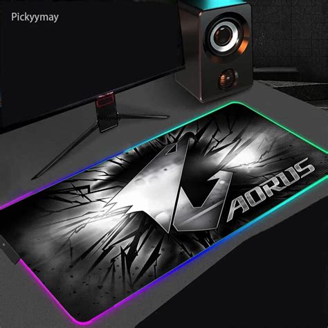 Aorus RGB Gaming Mouse Pad Large Mousepad Mause Pad Anime Carpet Logo LED Backlit Mouse Mat ...