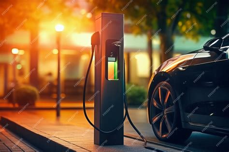 Premium AI Image | Fast charging stations for electric vehicles in a modern city at night ...